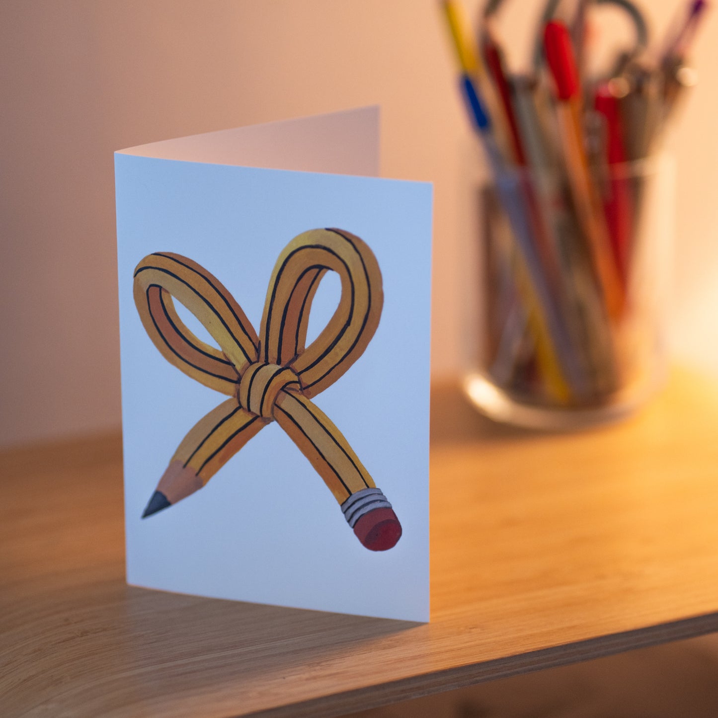 Greetings Card - Pencil Bow