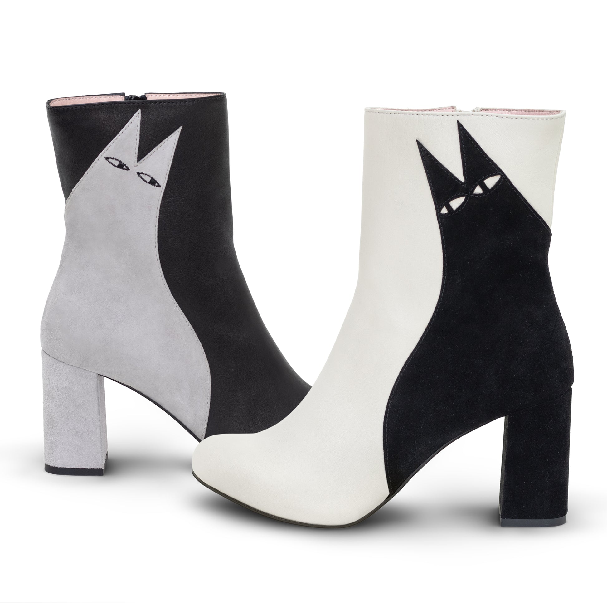 Ziggy and Etta mixed cat boots Jocie Juritz Collection
