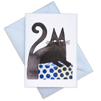 Greetings Card - Blue Box Cat