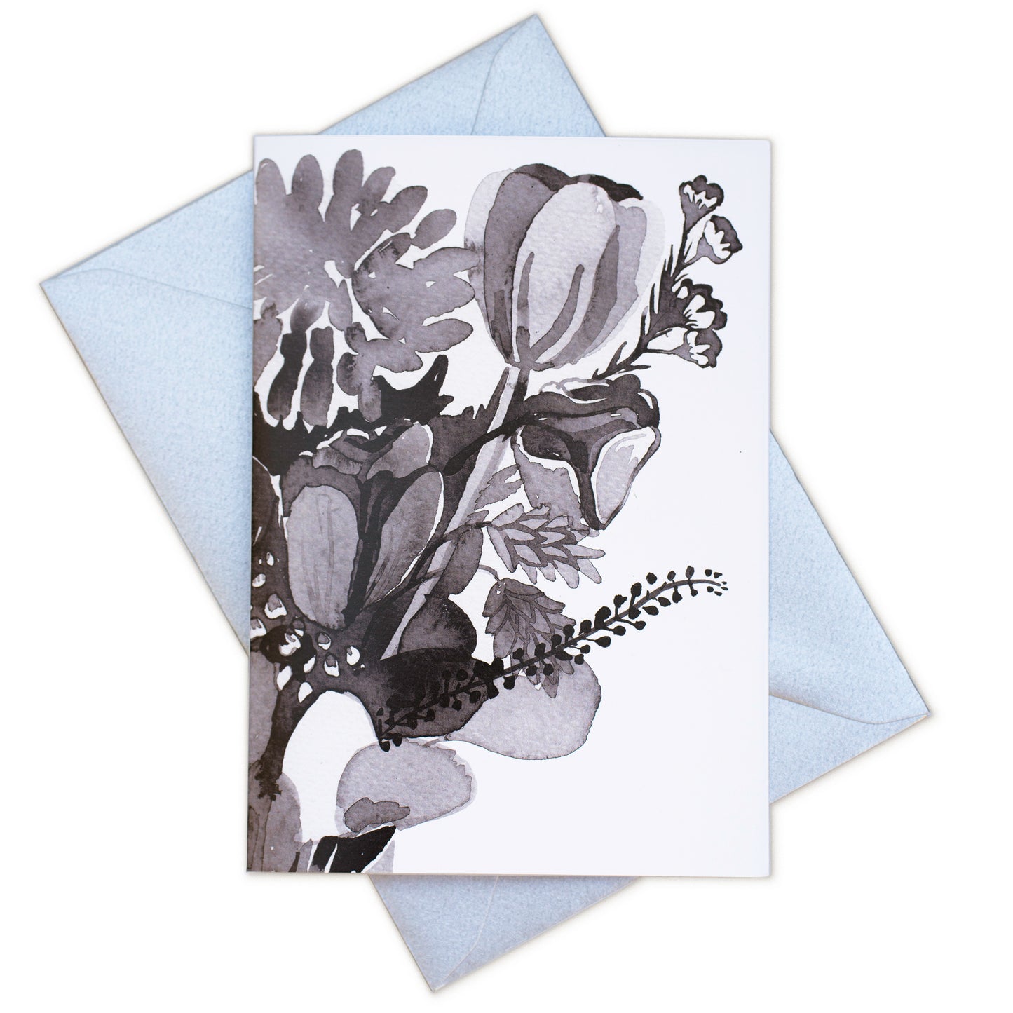 Greetings Card - Inky Flowers