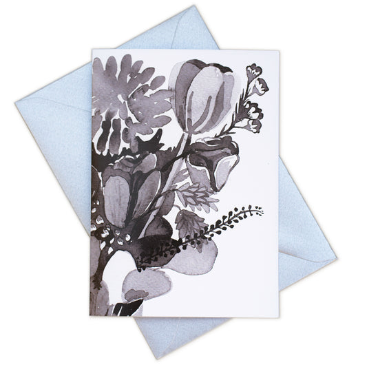Greetings Card - Inky Flowers