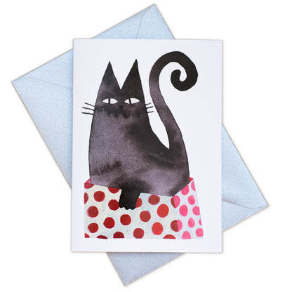 Greetings Card - Red Box Cat