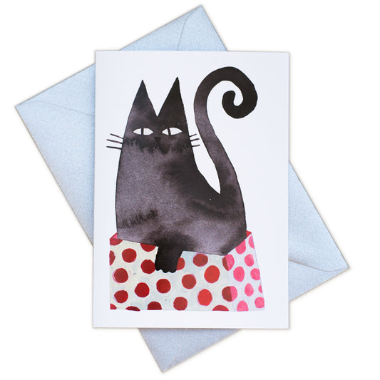 Greetings Card - Red Box Cat