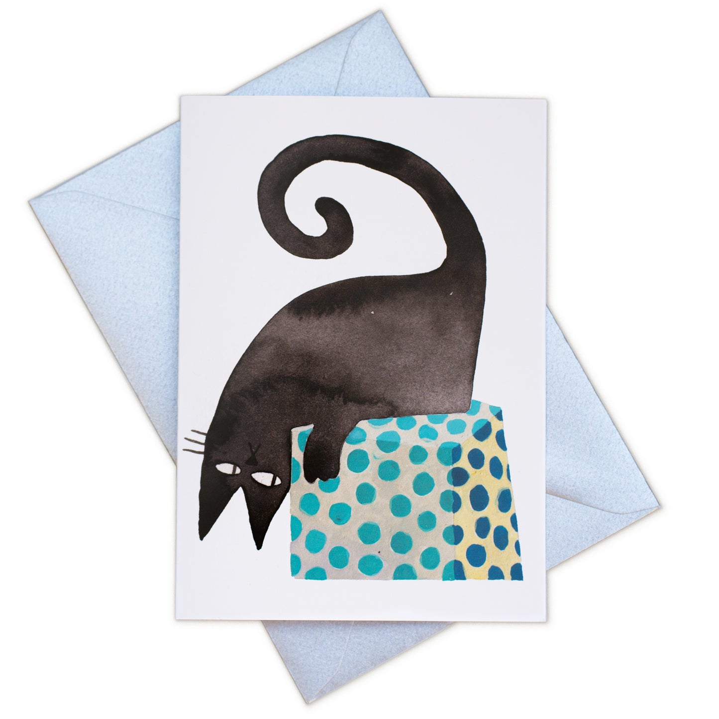 Greetings Card - Green Box Cat