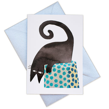 Greetings Card - Green Box Cat