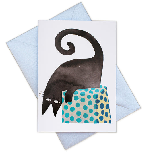 Greetings Card - Green Box Cat