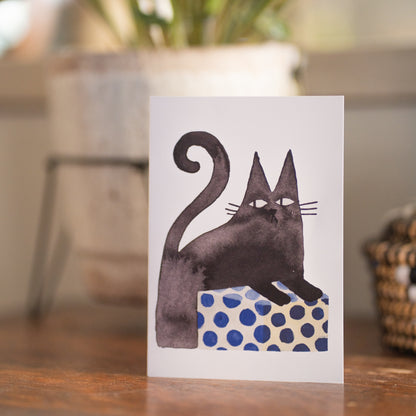 Greetings Card - Blue Box Cat